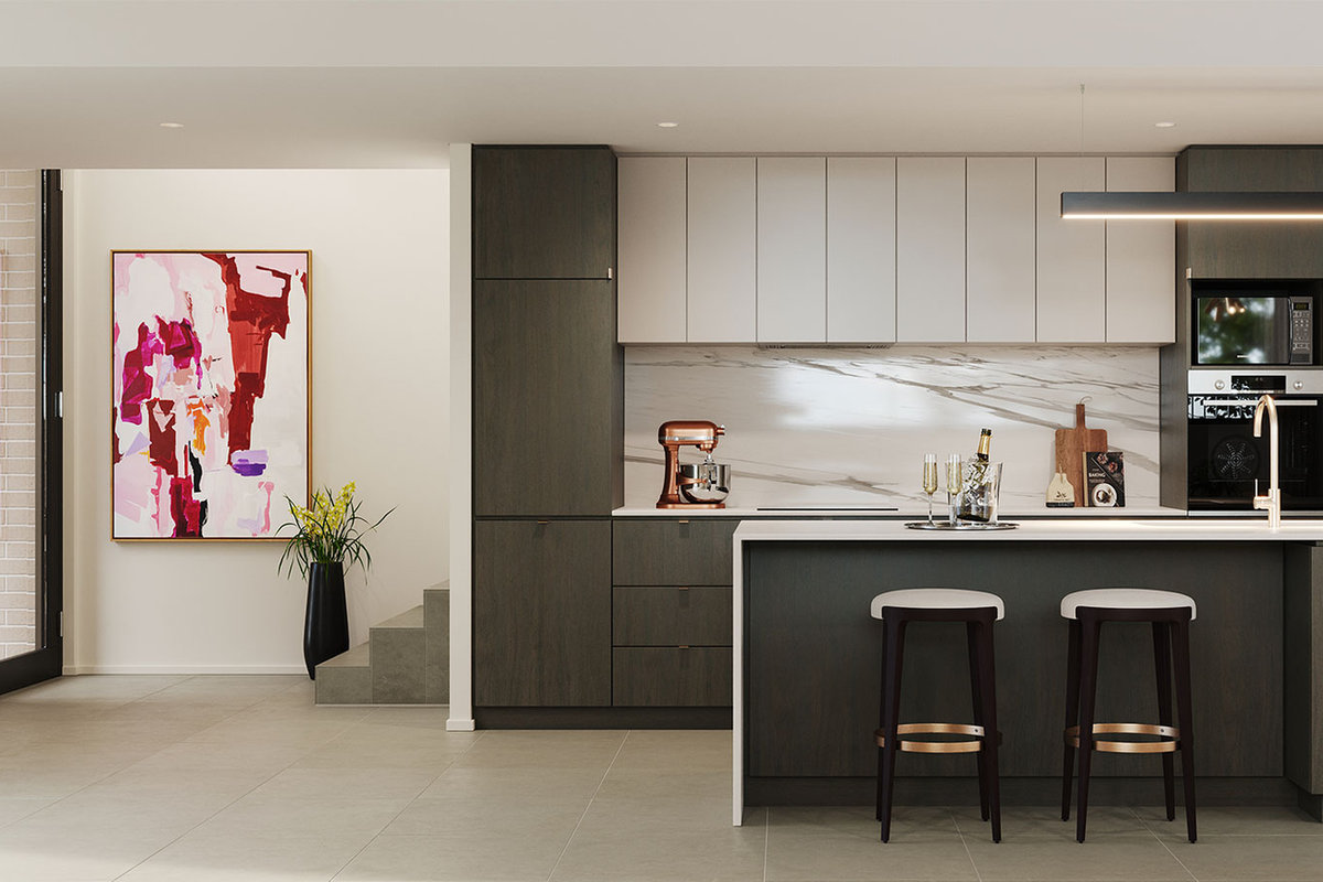 Finished kitchen interior in a turnkey modular home